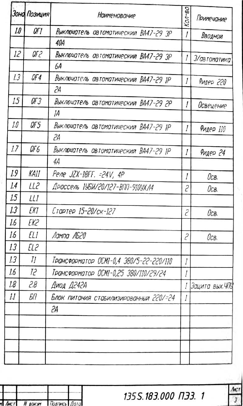 Перелік елементів схеми електричного токарного верстата 16Б16Т1 Перелік елементів схеми електричного токарного верстата 16Б16Т1